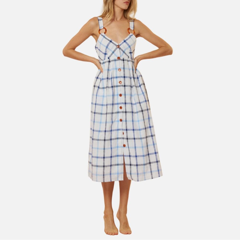 Red Carter Summer Plaid Cover-up Midi Dress